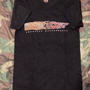 Vintage black 2001 Harley Davidson flame graphic tee mens size‎ S/17